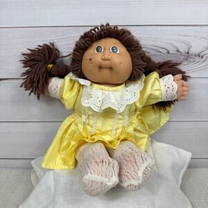 Vintage Cabbage Patch Kids Doll Yellow Dress Pig‎ Tails 1982 FAIR CONDITION